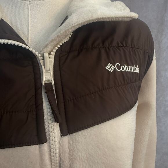 Columbia Women’s Medium Cream & Brown Fleece-Style Zip Up Outdoor Active Jacket - Picture 5 of 13